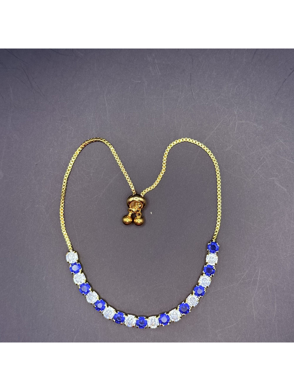 candy+clover blue clear gold tone bolo bracelet